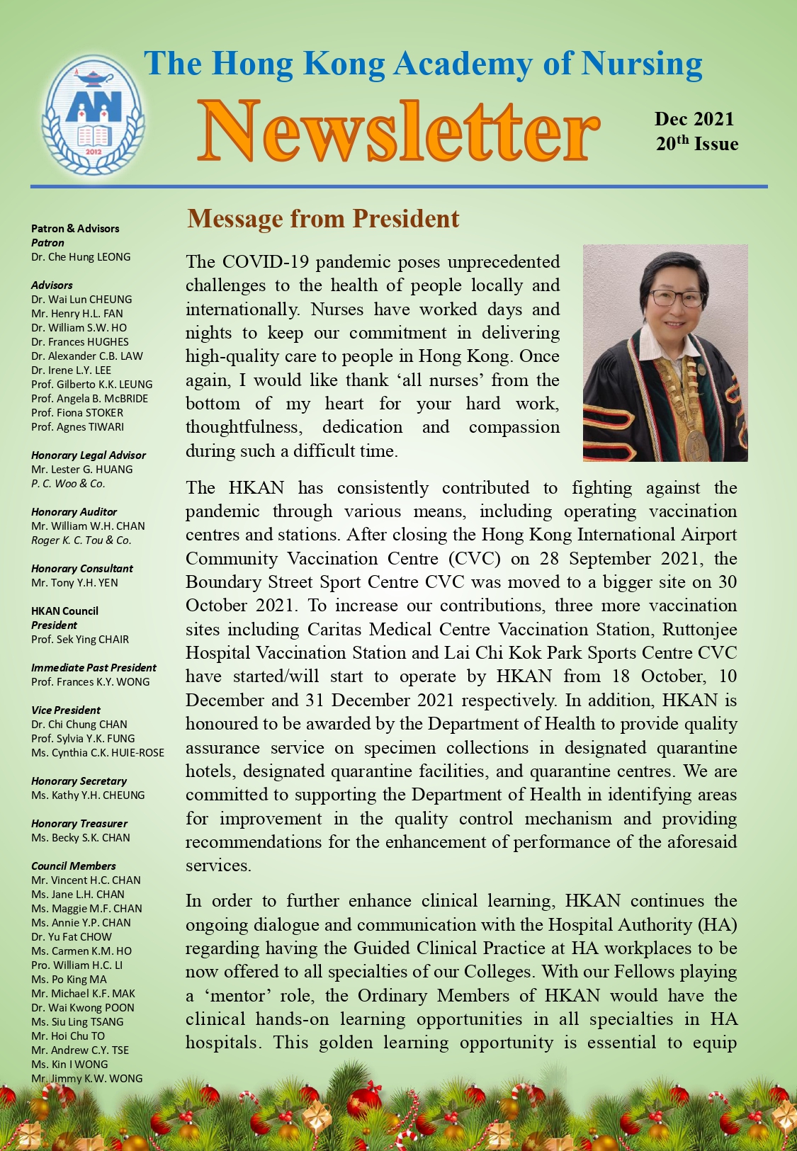 Twentieth Issue of HKAN Newsletter Front Page